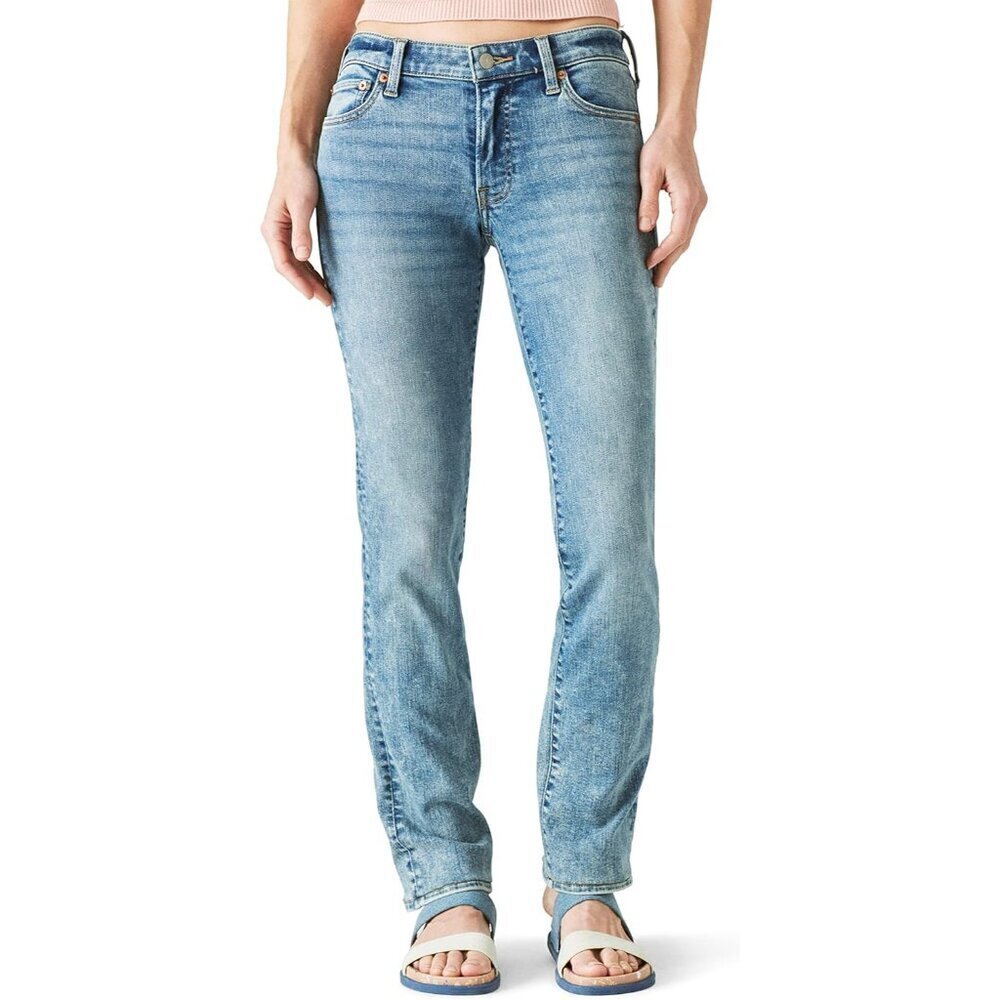 Womens Straight Leg Jeans Cotton Blend Mid Rise Vintage Style Comfortable